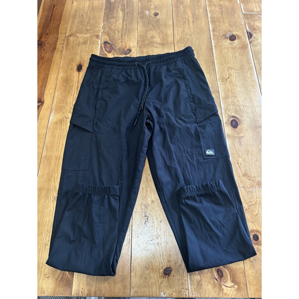 QUIKSILVER Men's Black Activewear‎ Cargo Pants Drawstring Elastic Waist Size M